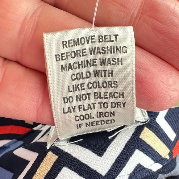 Cache Geometric Button Front Dress Size 12 Belted Multi Colored NWT - Picture 11 of 12